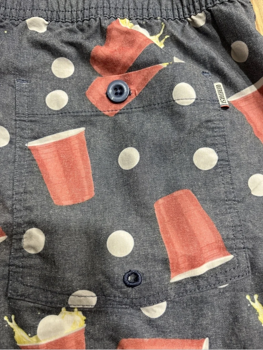Men's Navy Shorts with Red Cup Print
